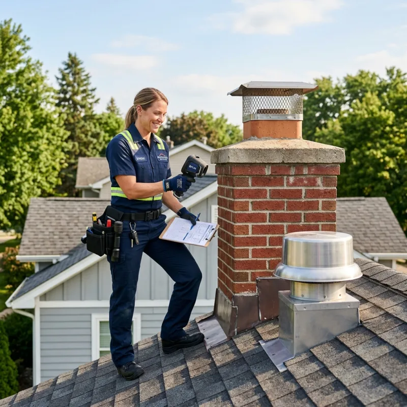 Technician inspecting a Safety Beach roof cavity and ductwork for a dead bird