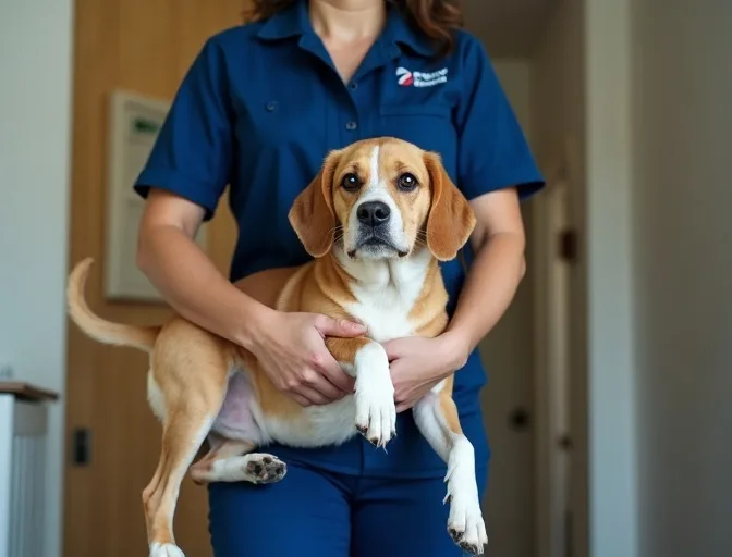 Technician respectfully transporting a deceased dog in Safety Beach